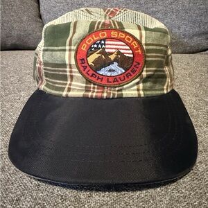 Polo by Ralph Lauren Green Plaid Cap with Black Brim